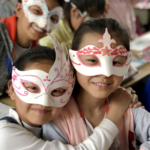 Halloween DIY blank face mask, white Peking Opera horse scooper children's painting white base hand-painted paper pulp mask for girls