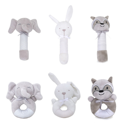 BBSKY baby plush cartoon animal toy rattle hand stick baby hand rattle BB stick hand ring rocker