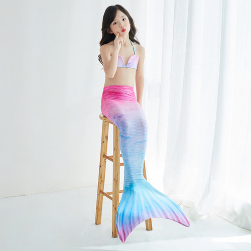 European and American Foreign Trade Children's Mermaid Tail Swimsuit Baby Swimming Suit with Fins Included Girls' Performance Costume Quick-Drying