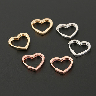 Cross-border European and American popular earrings, versatile and simple heart-shaped glossy peach heart earrings, copper micro-paved zircon ear buckle accessories