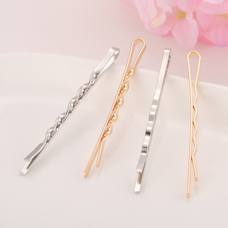 金色の波一字クリップ曲げアーチ一字クリップ5.5cm麻花ヘアクリップdiyアクセサリーヘアクリップ部品卸売り|undefined