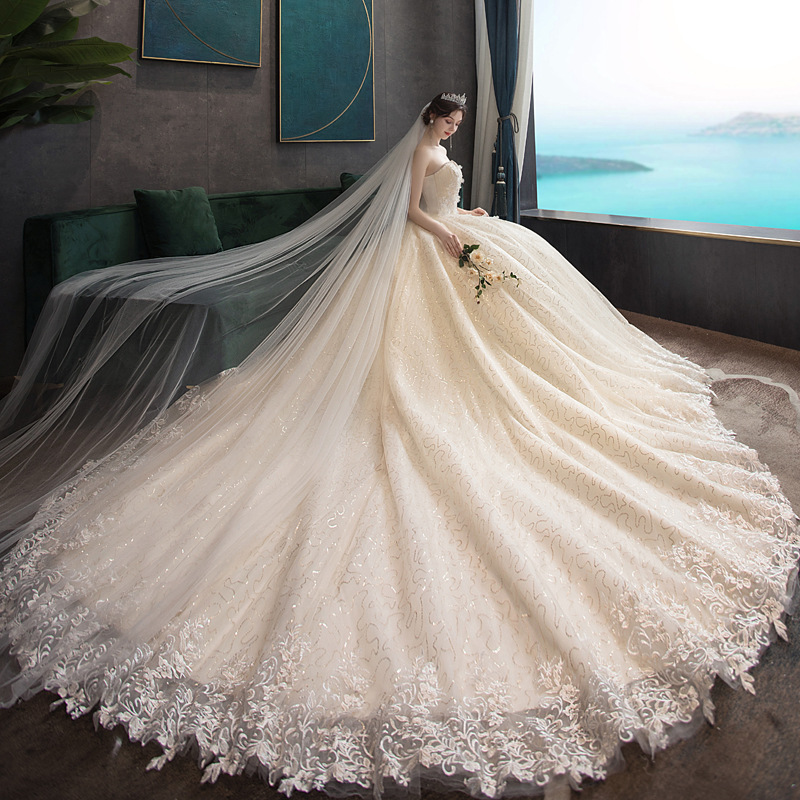 Vestido de Novia 2026, Nuevo Estilo, Sin Tirantes, Elegante, con Cola, Estilizador, Sencillo y Elegante, para Salir, Estilo Bosque, Vestido de Novia Ligero
