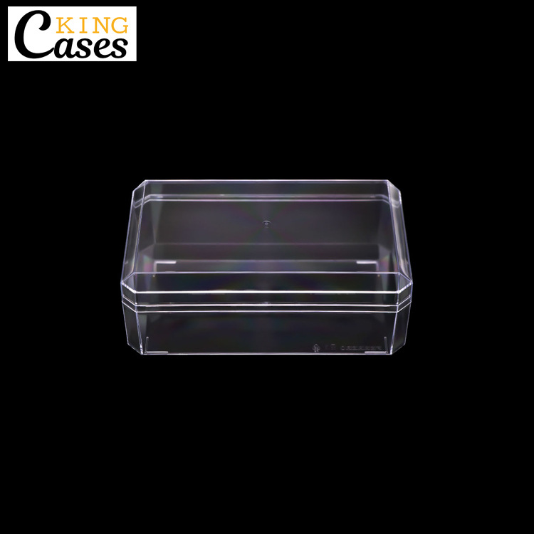 厂家直销透明PS食品盒73mm厚切角方形食品包装塑料盒巧克力包装盒