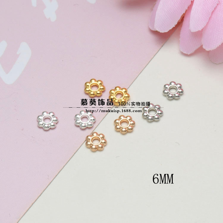 DIY饰品配件 手工制作材料 6mm合金雪花片 金色/银色