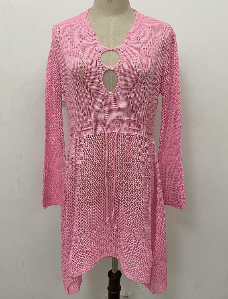 Amazon hollow protección solar camisa campana manga playa blusa bikini blusa europea y americana popular punto traje de baño