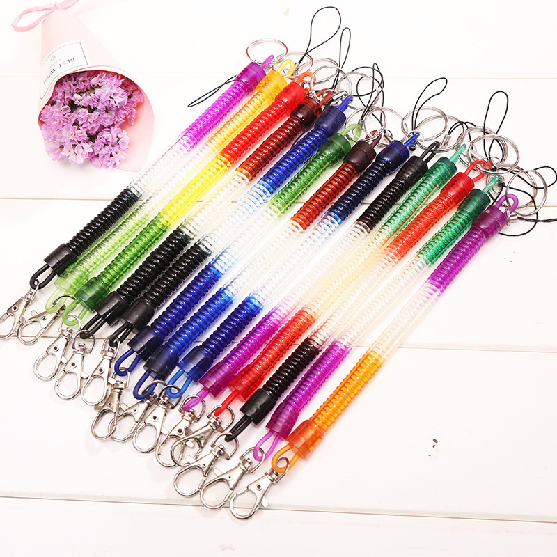 Spring key rope plastic key chain color spring chain mobile phone chain good elasticity manufacturers