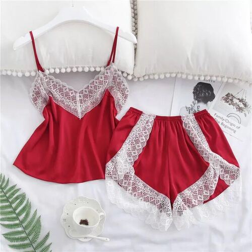 Foreign trade Amazon best-selling pajamas: faux silk two-piece nightgown, plus-size loungewear underwear and night skirt—sourced from Europe and the U.S.