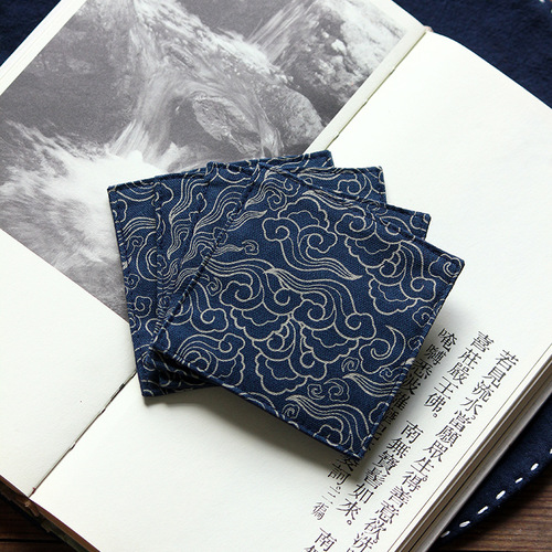 40 colors high-end Chinese style square cotton and linen jacquard fabric placemats printed brocade Japanese style tea coasters insulation mats logo