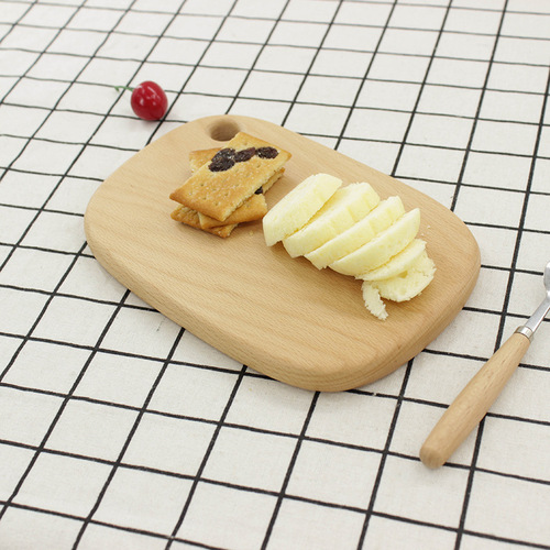Wooden bread board, solid wood cutting board, beech wood serving board, pizza fruit baby food tray plate