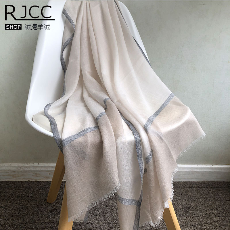 Rongjie Wholesale Water Soluble Wool Women's Scarf Shawl Comfortable Thin Silver Silk Colorblock Women Lamb Wool Tassel Rongjie Wholesale Water Soluble Wool Women's Scarf Shawl Comfortable Thin Silver Silk Colorblock Women Lamb Wool Tassel