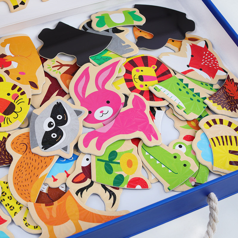 Rompecabezas magnético para niños juguetes de desarrollo educativo de madera 3-6 años 2 niños y niñas bebé jardín de infantes educación temprana