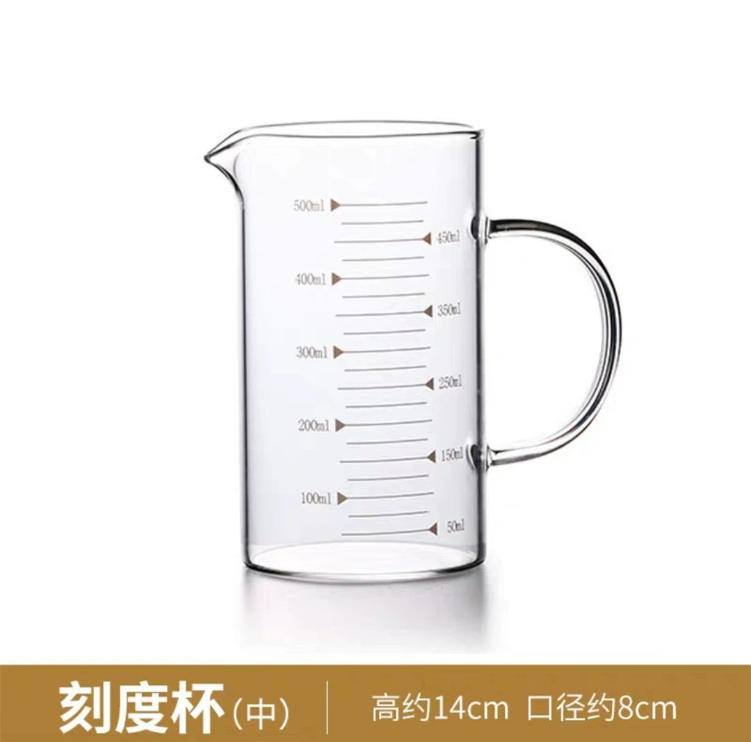High borosilicate glass crystal measuring cup children's scale microwave oven heated cup breakfast cup oatmeal cup water tea cup
