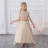 Children's long skirt, small princess costume, evening dress, European style, suitable for teen, Birthday gift