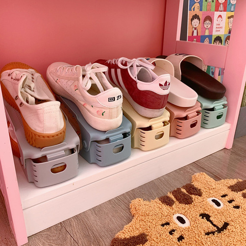 Simple modern shoe rack shoe storage rack double-layer all-in-one adjustable home dormitory living room plastic shoe bracket