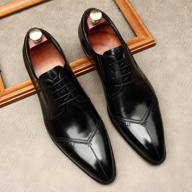 Британские мужские деловые модельные туфли с острым носком, черные мужские туфли Brock, винтажный костюм больших размеров, свадебные туфли для жениха