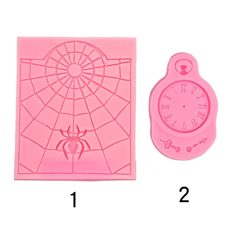 Reloj reloj araña web forma fondant cake molde de silicona DIY hornear chocolate epoxi Accesorios