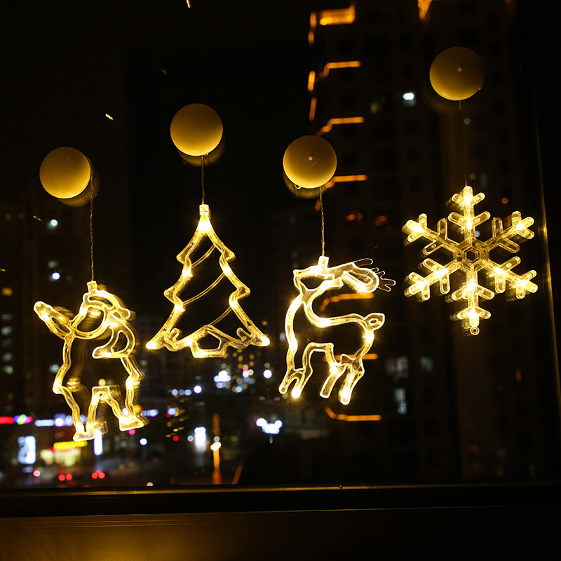 Decoraciones navideñas, decoración de escenas, escaparate, luces de colores, estrellas creativas, pegatinas de vidrio, pegatinas de ventana, colgantes de árbol de Navidad