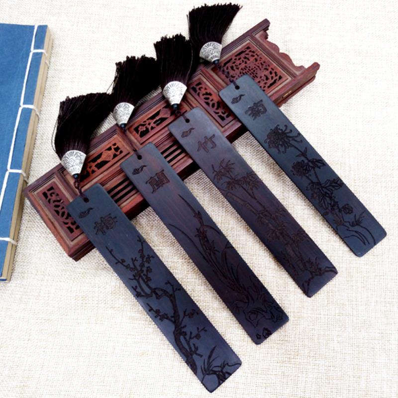 Regalo marcador de madera maciza madera estilo chino creativo hueco de madera dibujos animados creativo blanco antiguo marcador de madera