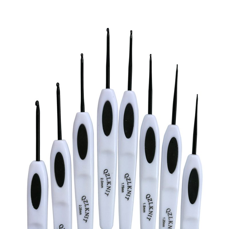 Herramienta de tejer suéter aguja ABS mango blanco negro aluminio crochet conjunto completo 16 pu bolsa