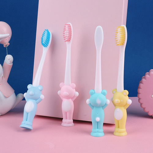 Cartoon children's toothbrush 4 pack suitable for 6-12 years old bear and rabbit toothbrush children's toothbrush soft bristles factory direct sale