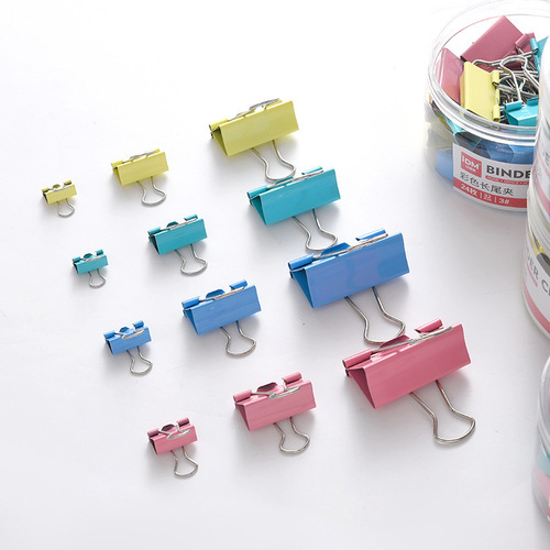 Colored long tail ticket office supplies metal binding file clip color dovetail clip ticket holder