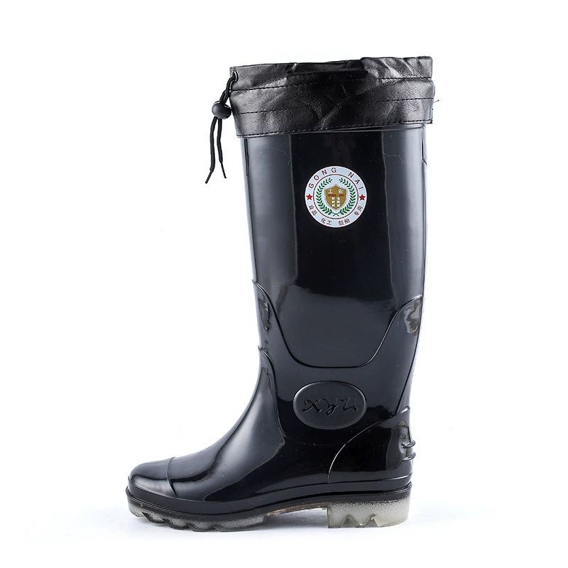 Черные модные резиновые сапоги, Прямая продажа с фабрики, нескользящая Водная обувь, оптовая продажа, износостойкие Нескользящие защитные ПВХ-сапоги с высокой трубкой, мужские резиновые сапоги