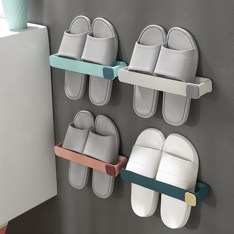 Pin tu baño zapatilla rack Punch-free zapatos montados en la pared rack de almacenamiento multi-capa de almacenamiento de ahorro de espacio de drenaje de la pared