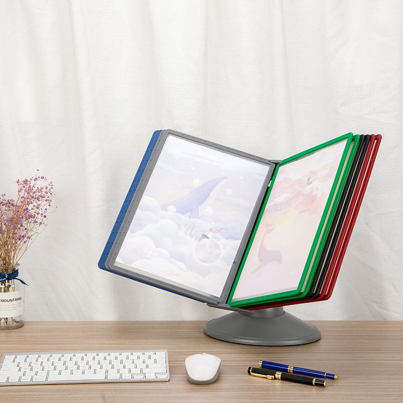 Multifunctional Adjustable Desktop Rotating File Display Rack A4 Page Turning File Management Information Rack Menu Rack