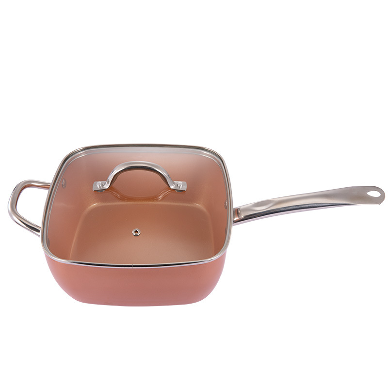 Yipinhong sartén plana cocina multi-funcional sartén antiadherente doble fondo libre de humo freidora olla de regalo traje