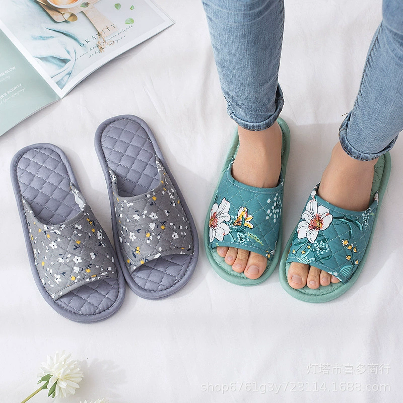 Новые машинная стирка домашних бесшумных тапочек для мужчин и женщин пара весна и осень четыре сезона Ткань Хлопок тапочки