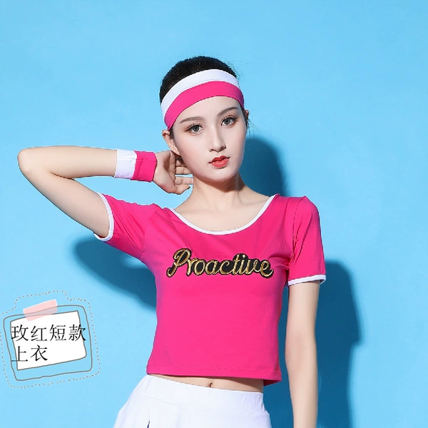 02 rose red short top