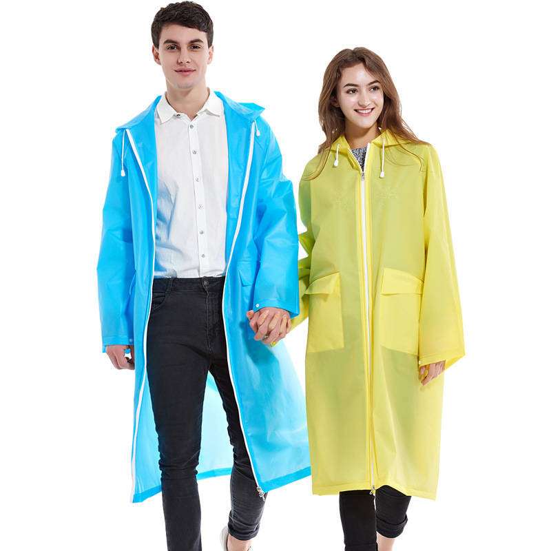Cross-Border Amazon Fashion Adult Raincoat Waterproof Zipper Raincoat Outdoor Travel Hiking One-Piece Long Raincoat