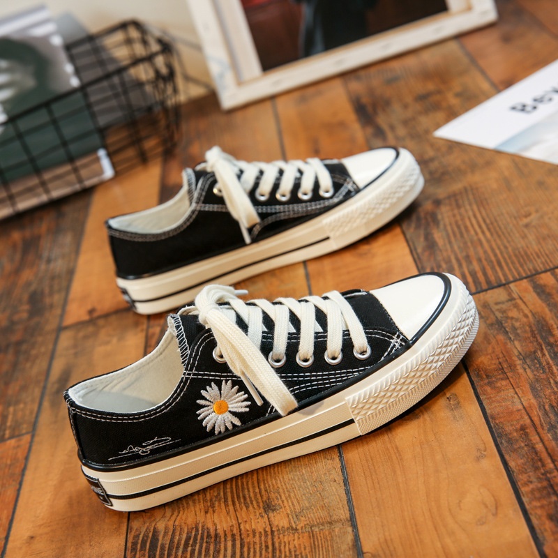 Daisy Low-top Canvas Shoes Female Students Korean Style 1970s Retro All-match Women's Shoes GD Same Style Instagram Style Board Shoes Trendy