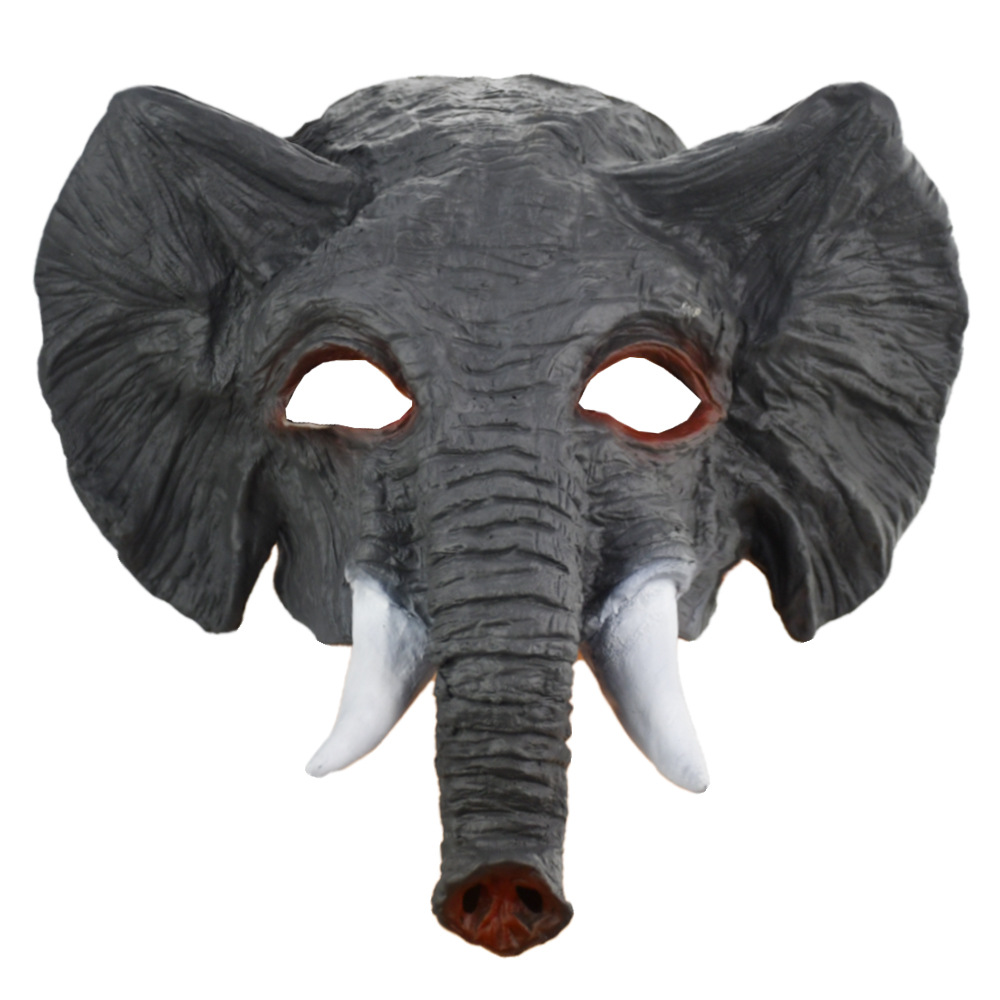 Máscara de elefante de cabeza de animal de Halloween Máscara de elefante asiático de elefante africano cos cubierta de cabeza de pescado verde máscara de hombre de pescado verde
