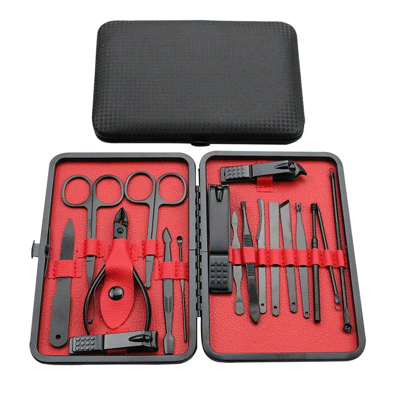 В наличии черные кусачки для ногтей из нержавеющей стали кусачки для ногтей костюм 18 штук кусачки для ногтей педикюрный нож набор красоты для ногтей оптом