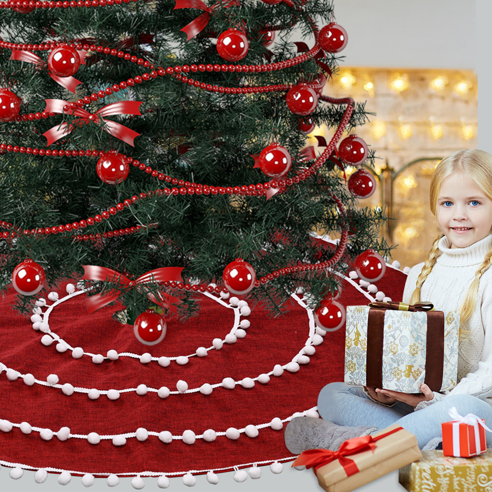 Christmas Howe Bei Christmas Decorations White Ball Ring Tree Dress Red Hair Ball Tree Dress Tree Bottom Dress Atmosphere Layout_voghion.com