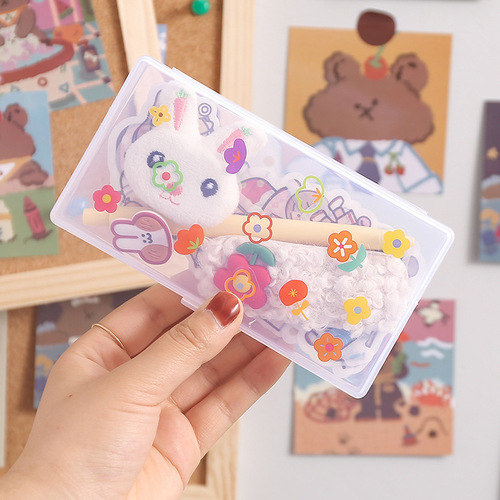 Transparent handbook sticker note mini storage box student plastic desktop classification induction label organizing small box