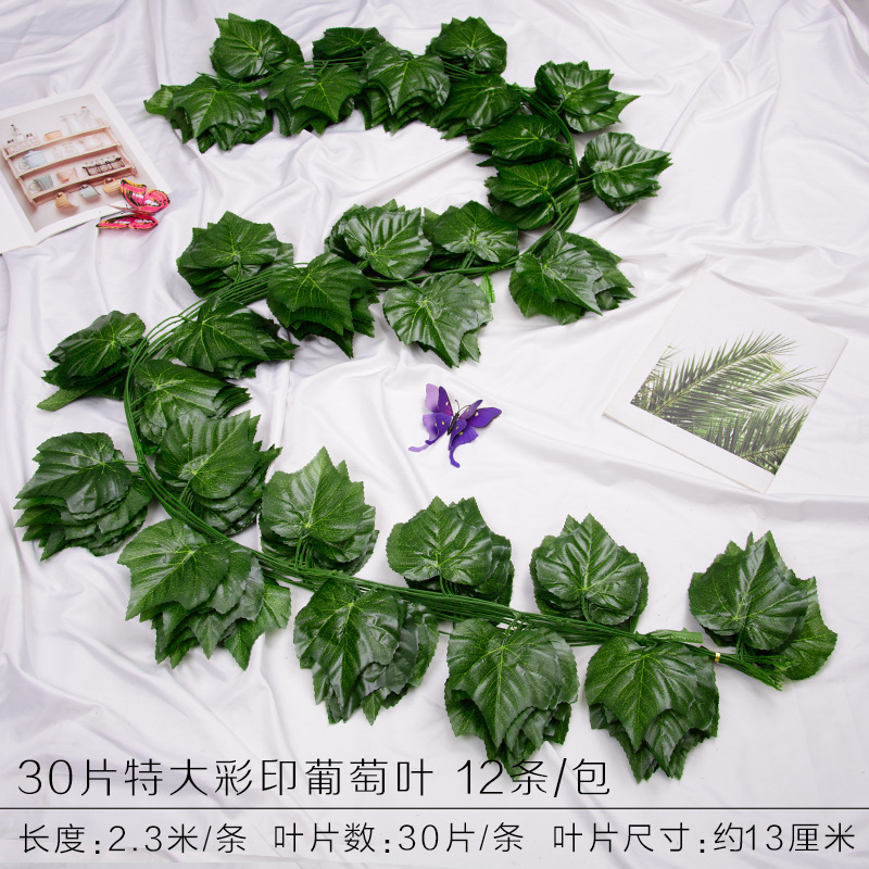 30 piezas de hojas de uva de impresión en color extra grande 1 paquete (12 piezas)