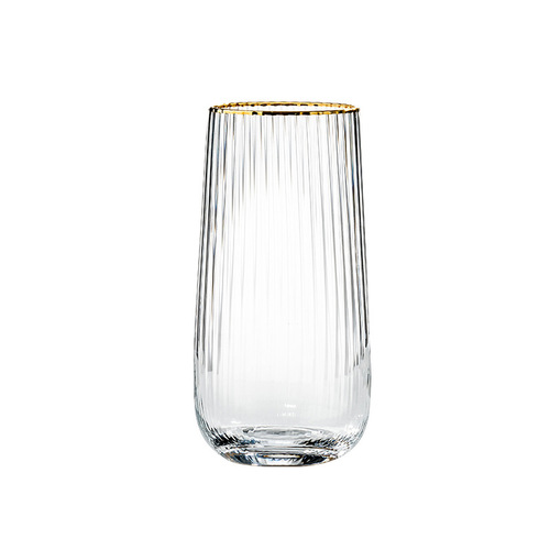 Golden-Edge Transparent Striped Glass Cup Home Light Luxury Style Living Room Water Cup Set Whiskey Cup Beer Cup Bar Cup