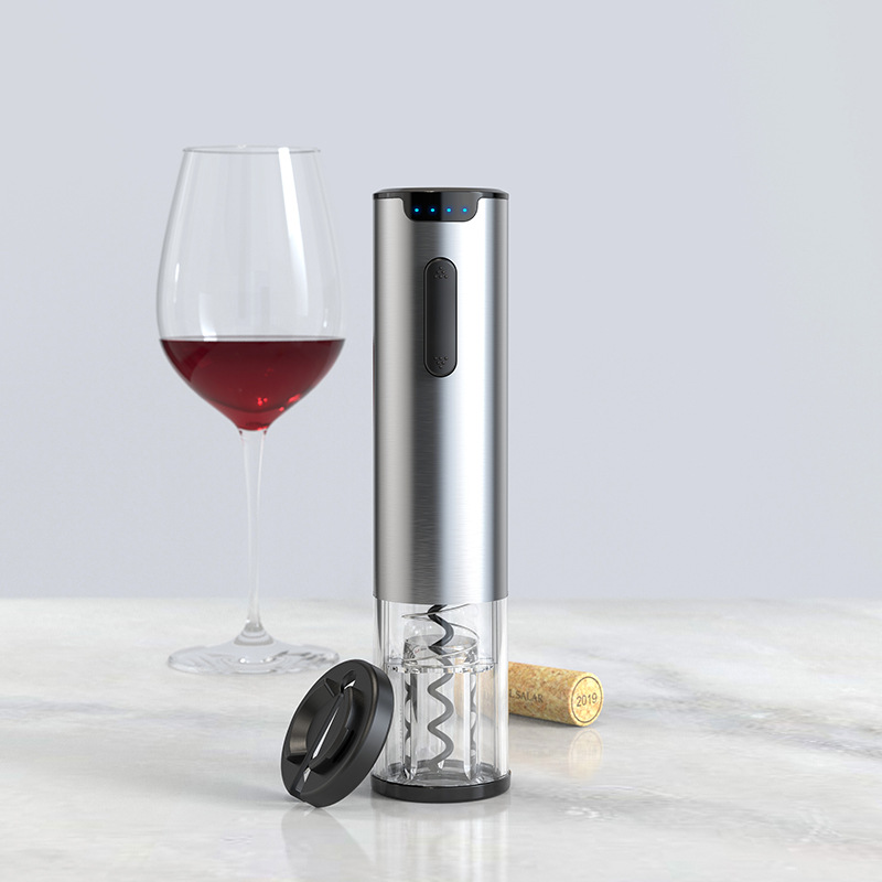 Fábrica modelo privado de litio recargable abridor de vino de alta gama de luz LED tubo de metal ligero táctil recargable abridor de botellas eléctrico