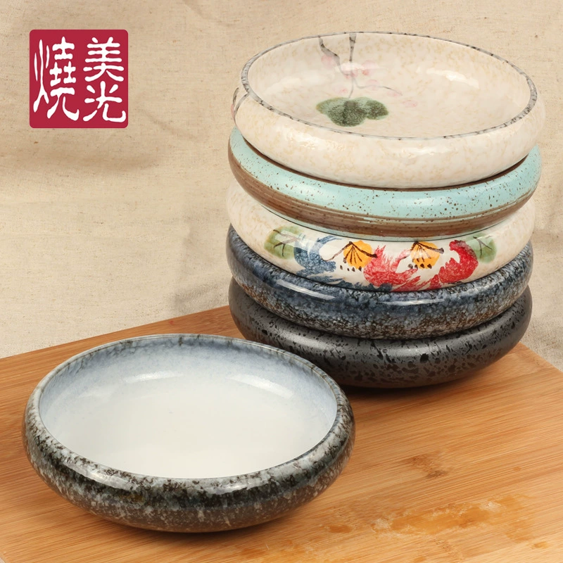 Ceramic circular deep plate, Japanese and Korean snacks, plates Japanese -style cooking tableware Sushi soup plate washing