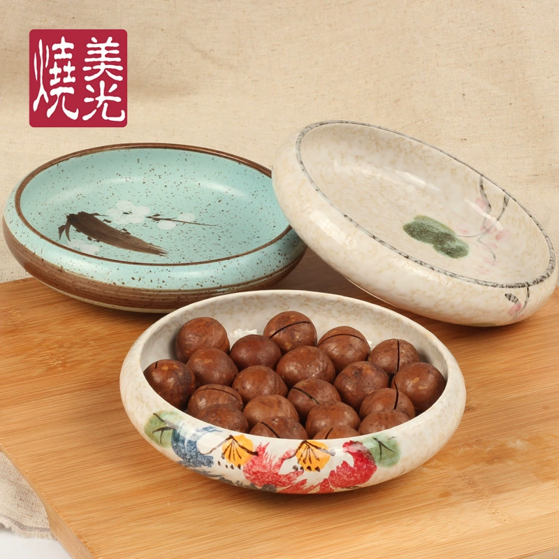 Ceramic circular deep plate, Japanese and Korean snacks, plates Japanese -style cooking tableware Sushi soup plate washing