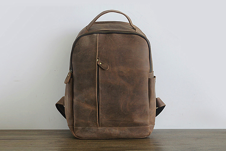 Men 100% Genuine Leather Laptop Backpacks Male Vintage Casual Backpacks Men's Travel Holder 14inch 15.6inch Computer School Bags 3