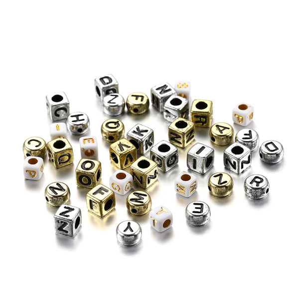 Acrylic square beads with letters
