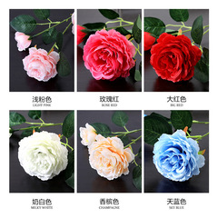 歐式婚慶3頭包芯牡丹仿真花束 家居裝飾西洋玫瑰假花洋牡丹批發