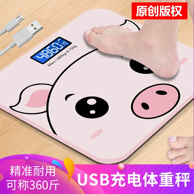 Бытовые USB перезаряжаемые электронные весы для тела женские мини-милые весы Bluetooth весы для жира оптом