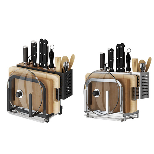 304 stainless steel knife holder, kitchen supplies, multi-functional storage rack, kitchen knife chopping board rack, knife storage rack