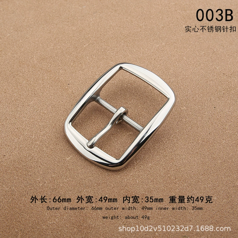 Belt Buckle, Stainless Steel 3.5 cm, Polished Pin Buckle for 3.3–3.4 cm Belts