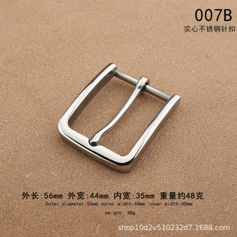 Belt Buckle, Stainless Steel 3.5 cm, Polished Pin Buckle for 3.3–3.4 cm Belts