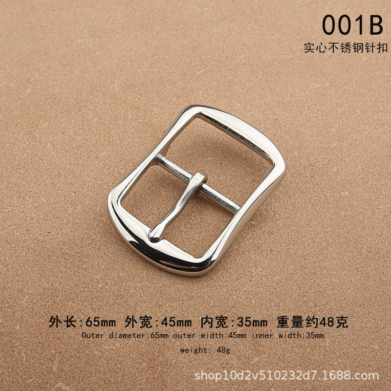 Belt Buckle, Stainless Steel 3.5 cm, Polished Pin Buckle for 3.3–3.4 cm Belts